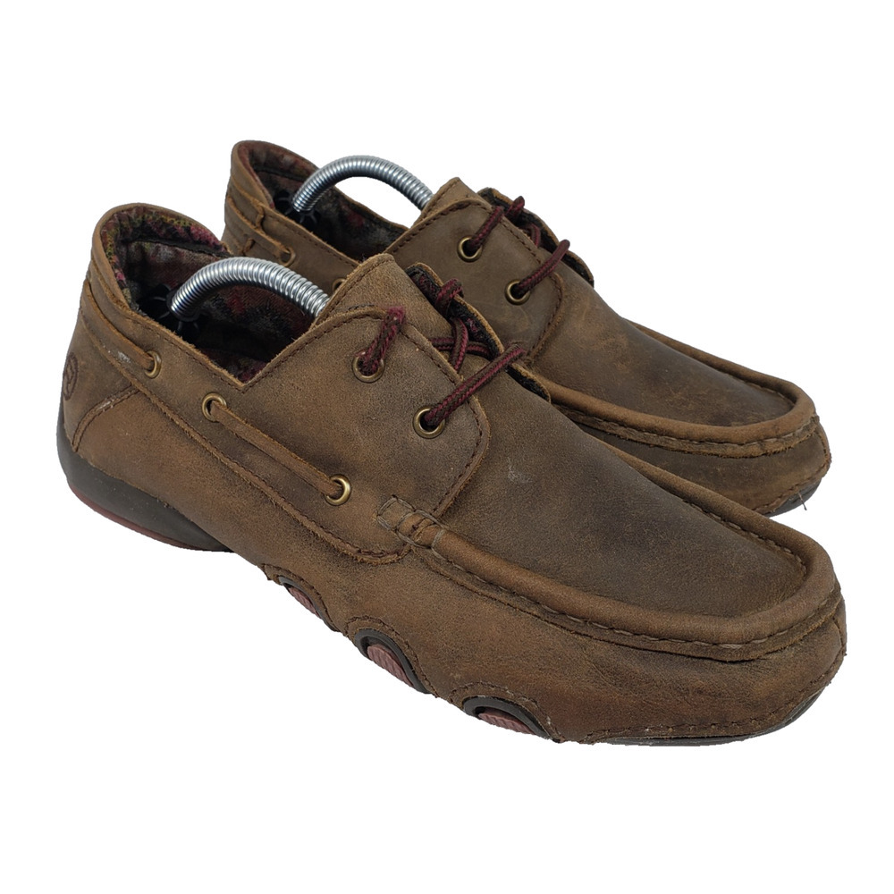 Roper Lacee II Womens Size 8.5 Bomber Brown Leather Suede Driving Moc Boat Shoes